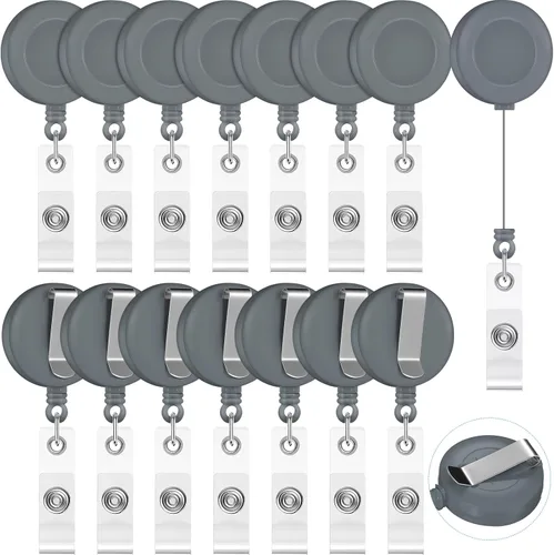 Vista 16 de Zonon 3 clips retráctiles para tarjetas de identificación con clip de cinturón de metal para colgar tarjetas, llaveros, soportes para tarjetas