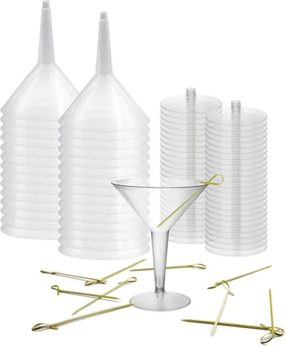 Vista 5 de Party Essentials Vasos de Martini de plástico duro de dos piezas de 8 onzas, rosa neón, 10