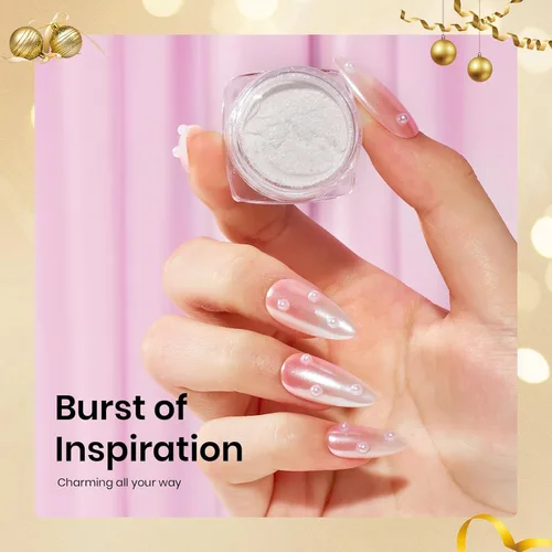Vista 2 de Beetles Polvo de Uñas Cromado Blanco para Uñas de Gel, Polvo de Uñas Cromado Perlas, Polvo de Uñas con Efecto Espejo, Polvo de Uñas de Gel