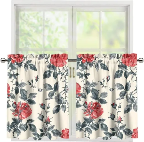 Vista 51 de God Bssing You Tier Curtains for July 4Th 2026 27.5x24 2 Panels Light Filtering Half Window Rod Pocket for Kitchen/Bathroom