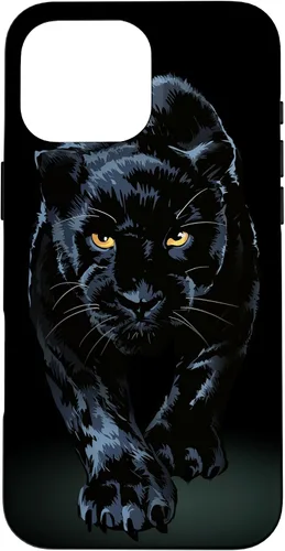 Vista 19 de iPhone 16 Black Panther Walking Toward Shadow - Estuche de regalo para amantes de los gatos salvajes