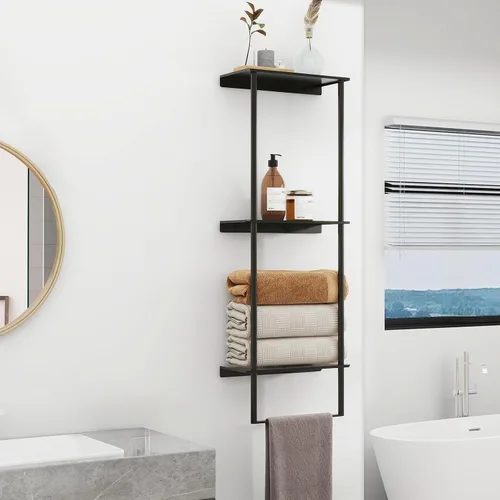 Vista 3 de Bethom Towel Racks for Bathroom, 3Tier Towel Storage Organizer, Matte Black Black-a