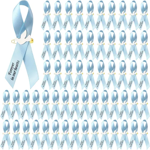 Vista 12 de 50 piezas de cintas de funeral de paloma, cintas conmemorativas de funeral, alfileres de servicio conmemorativo clásico, cinta de respeto con moño