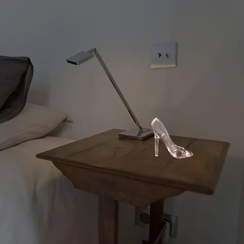 Vista 9 de Adorno de zapatos de tacón alto de cristal, pantuflas de cristal rosa para niñas, decoración de princesa para fiesta de cumpleaños, regalo de boda