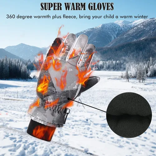 Vista 3 de EVBEA Guantes de nieve para hombre y mujer, impermeables, cálidos, térmicos, para esquí, snowboard