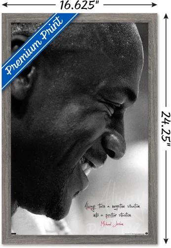 Vista 3 de Trends International Michael Jordan - Póster de pared siempre positivo, 22.4 pulgadas de largo x 14.7 pulgadas, versión enmarcada en madera