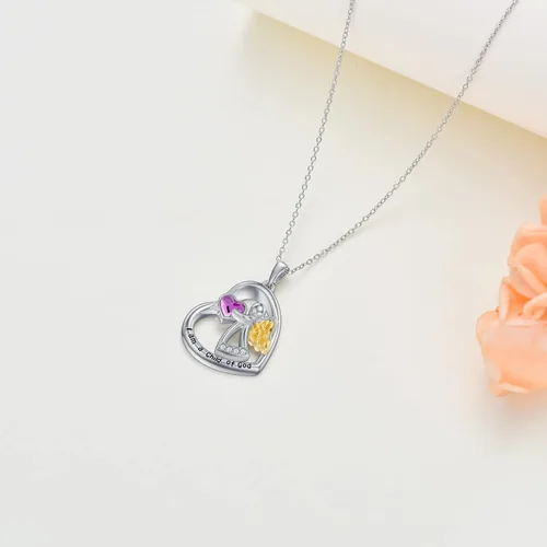 Vista 3 de AOBOCO Collar de plata de ley 925 con ángel guardián, joyería de cumpleaños para mujeres y ella