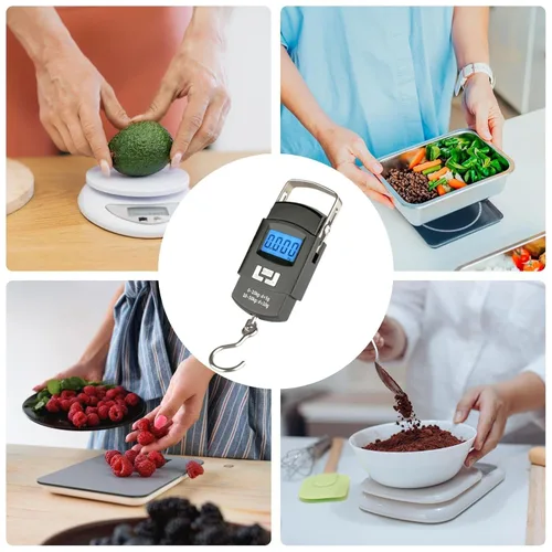 Vista 2 de Herramienta de medición de peso, báscula digital para maleta con capacidad de 110 libras110.2 lbs, báscula de pesaje portátil de acero inoxidable