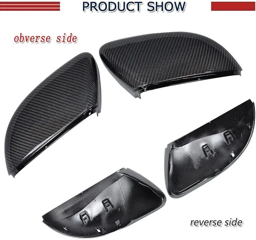 Vista 6 de Tapas de espejo de fibra de carbono real para VW Golf 6 MK6 GTI R20 2009-2013 Cubiertas de repuesto directo para espejo retrovisor, actualización
