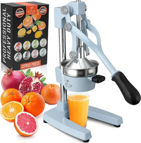 Vista 32 de Zulay Kitchen Exprimidor de hierro fundido, exprimidor de naranja resistente con coladores desmontables para una fácil limpieza, prensa de cítricos