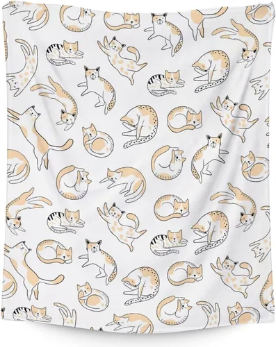 Vista 8 de Manta de gato para niños, tamaño de regazo de 30 x 40 pulgadas, manta de felpa suave y peluda para regalo, manta negra de dibujos animados