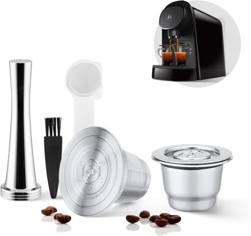 Vista 10 de 2 Piezas Cápsulas de Café Reutilizables de Acero Inoxidable Compatibles con L'OR Barista LM8012 / 60, Cápsulas de Café Recargables de Metal L'or 1