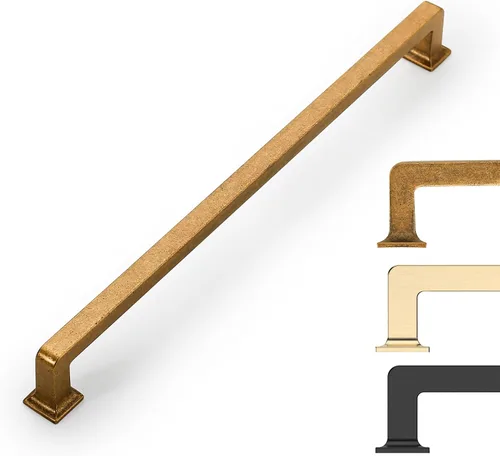 Vista 22 de 9BUILD Paquete de 6 pomos de latón cepillado de 1.2 pulgadas para gabinetes, pomos dorados para cajones, perillas cuadradas para gabinetes