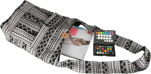 Vista 3 de Tribe Azure - Bolso bandolera grande tipo hobo para el hombro, con compartimento, bolsillos funcionales, cremallera, viajes, mercado, manta