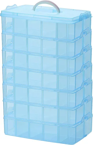 Vista 10 de Sooyee Organizador de almacenamiento para manualidades, funda de ruedas calientes, caja de costura, caja organizadora de plástico de 3 niveles