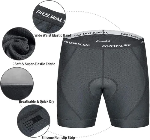 Vista 2 de Ropa interior de ciclismo para hombre, pantalones cortos acolchados 4D con acolchado MTB Liner Biking Underpants