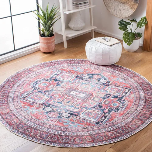 Vista 10 de SAFAVIEH Alfombra lavable Serapi Collection – 3 pies 3 pulgadas x 5 pies, azul marino y rojo, antideslizante y fácil de limpiar, ideal