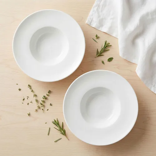 Vista 6 de Tazón de sopa, plato de sopa con borde de 12 onzas, juego de 4 cuencos para pasta, plato blanco poco profundo, cuenco de sopa de cerámica de borde