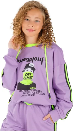 Vista 7 de LOCO LOCO - Conjunto de sudadera para niñas de algodón con capucha y pantalones deportivos para niñas de 9 a 15 años