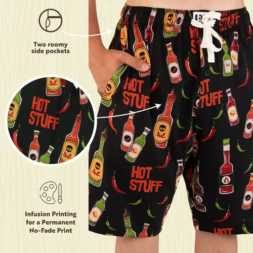 Vista 172 de Lazy One - Pantalones cortos de pijama para hombre, ropa de dormir