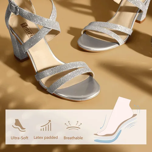 Vista 6 de IDIFU Sandalias de vestir IN3 Gita con tacón de bloque abierto y tiras para mujer, para bodas, noches y bailes de graduación