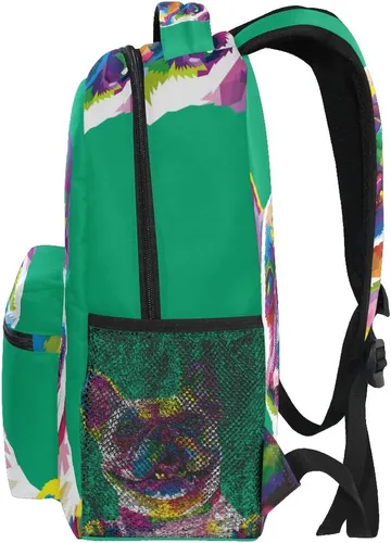 Vista 4 de Mochila escolar Bulldog Francés Adolescentes Niñas Niños Bolsa de viaje