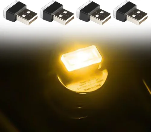 Vista 8 de 4 lámparas LED USB para el interior del automóvil, luces LED para automóvil, interfaz USB A enchufable, iluminación ambiental para cajuela