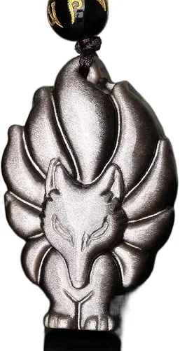 Vista 2 de Collar con colgante de zorro de nueve colas con cadena de cuentas para mujer o mujer