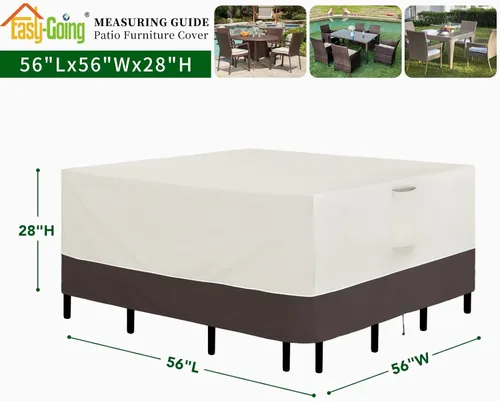 Vista 2 de Easy-Going Juego de fundas cuadradas para muebles de patio, 56 x 56 pulgadas, para mesa y silla, impermeables, resistentes a los rayos UV, para sofá