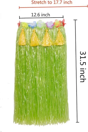 Vista 3 de Mistari - Faldas de hierba hula para adultos, faldas hula para mujeres con flores Leis disfraces hawaianos para fiesta Luau, 1 juego