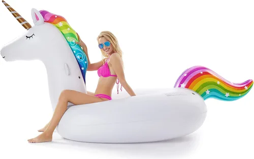 Vista 3 de Jasonwell Flotador inflable gigante de unicornio para piscina con válvulas rápidas y flotador inflable gigante de Pegaso de Jasonwell con válvulas