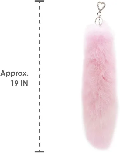 Vista 4 de surell Genuine Fur Pom Fox Tail Keychain - Stylish Chic Bag Purse Charm - Fashion Fluffy Bag Accessory