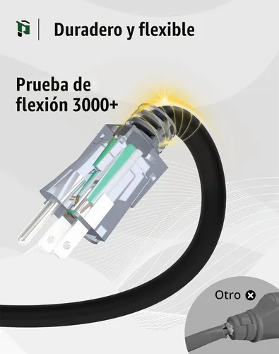 Vista 4 de Cable de extensión de calibre 12 de 2 pies con 3 salidas Paquete de 3 cables de extensión resistentes al agua para exteriores con extremo Negro