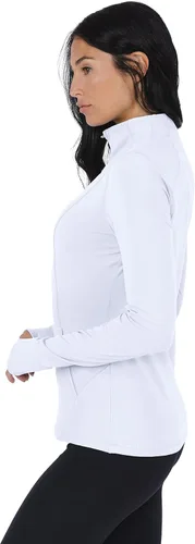 Vista 3 de Yogalicious Nude Tech - Chaqueta de manga larga con media cremallera y bolsillos frontales