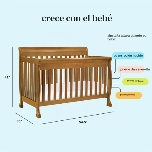 Vista 7 de DaVinci Kalani, cuna convertible 4 en 1 en color castaño, con certificado Greenguard Gold