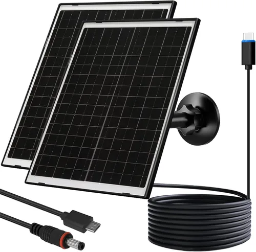Vista 8 de Zivif Panel solar de 7 W para cámara de seguridad, cargador de panel solar USB C de 5 V compatible con cámara de batería recargable, IP65