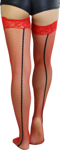 Vista 16 de ToBeInStyle Medias de red atemporales con costura trasera para mujer