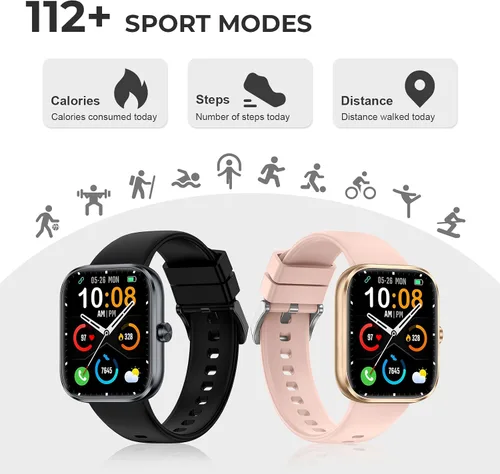 Vista 3 de Reloj inteligente para hombres y mujeres, reloj de fitness con pantalla táctil HD de 1.83 pulgadas con notificaciones Bluetooth de llamadas