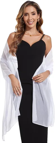 Vista 3 de Bufandas y envolturas de chal para mujer, para vestidos de fiesta de noche, transparentes, suaves, sedosos, de gasa, para boda o novia