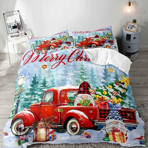 Vista 8 de LUVIVIHOME 2 piezas de funda de edredón de Navidad, juego de ropa de cama individual, ropa de cama rústica de cabaña, colcha de Navidad y Día