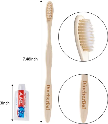 Vista 4 de Kit de cepillos de dientes de viaje a granel, cepillos de dientes desechables con pasta de dientes (0.11 onzas), artículos de tocador envueltos