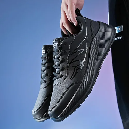 Vista 4 de Zapatos deportivos para hombre, zapatos deportivos de moda para otoño, para hombre, parte inferior plana, gruesa, antideslizante, con cordones