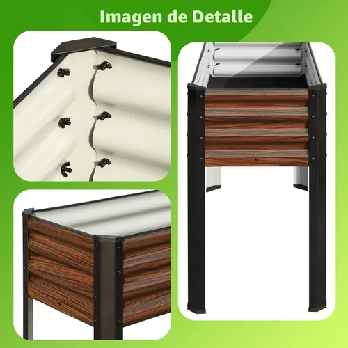 Vista 2 de SnugNiture Cama de jardín elevada con patas, 48 x 18 x 32 pulgadas, marrón