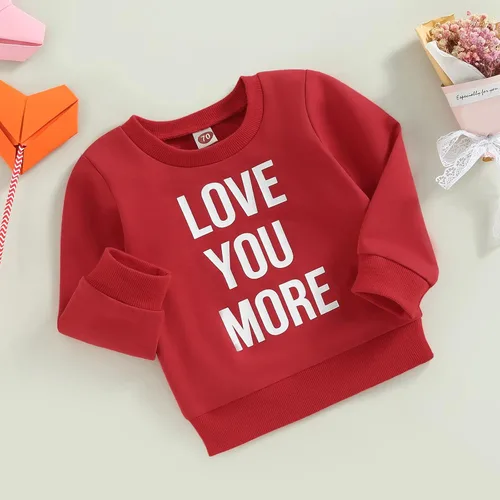 Vista 183 de Traje de San Valentín para bebé, niña, niño, traje de San Valentín, sudadera de manga larga con estampado de corazón