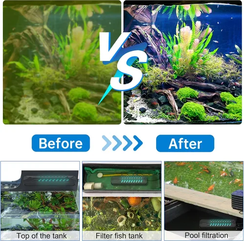 Vista 3 de Luz limpia para acuario, luz sumergible de 15 W, 18 W y 22 W, con temporizador, doble tubo para acuario, agua limpia, verde, transparente