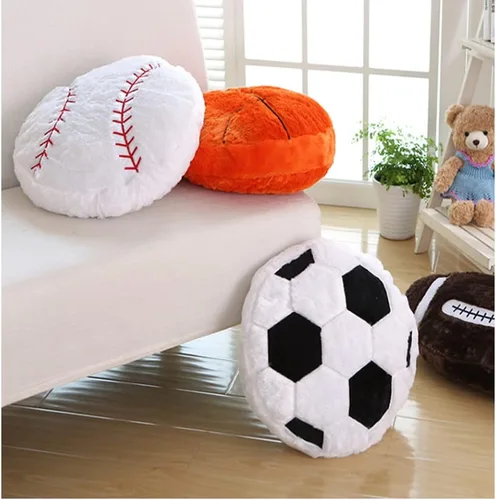 Vista 4 de Almohada de fútbol de 17.7 pulgadas, cojín de peluche suave, juguete deportivo suave y duradero, para decoración de sofá, habitación y cumpleaños
