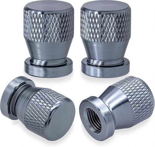 Vista 23 de 4 piezas de tapas de vástago de válvula de neumático de automóvil, tapas de válvula de aire de neumático a prueba de fugas de aleación de aluminio