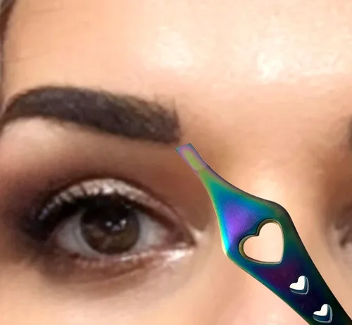 Vista 7 de Pinzas de doble punta 2 en 1 de arco iris, pinzas de precisión inclinadas afiladas para cejas y depilación encarnada, herramienta para el cuidado