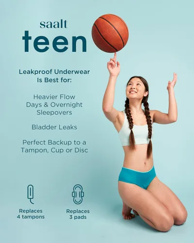 Vista 3 de saalt Bragas Menstruales para Adolescentes - Ropa Interior Menstrual a Prueba de Fugas para Chicas Adolescentes - Comodidad de Cobertura Completa