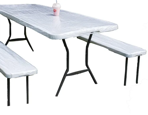 Vista 20 de Rally Home Goods Mantel redondo de vinilo ajustable para interiores y exteriores, respaldo de franela, borde elástico, funda de plástico impermeable